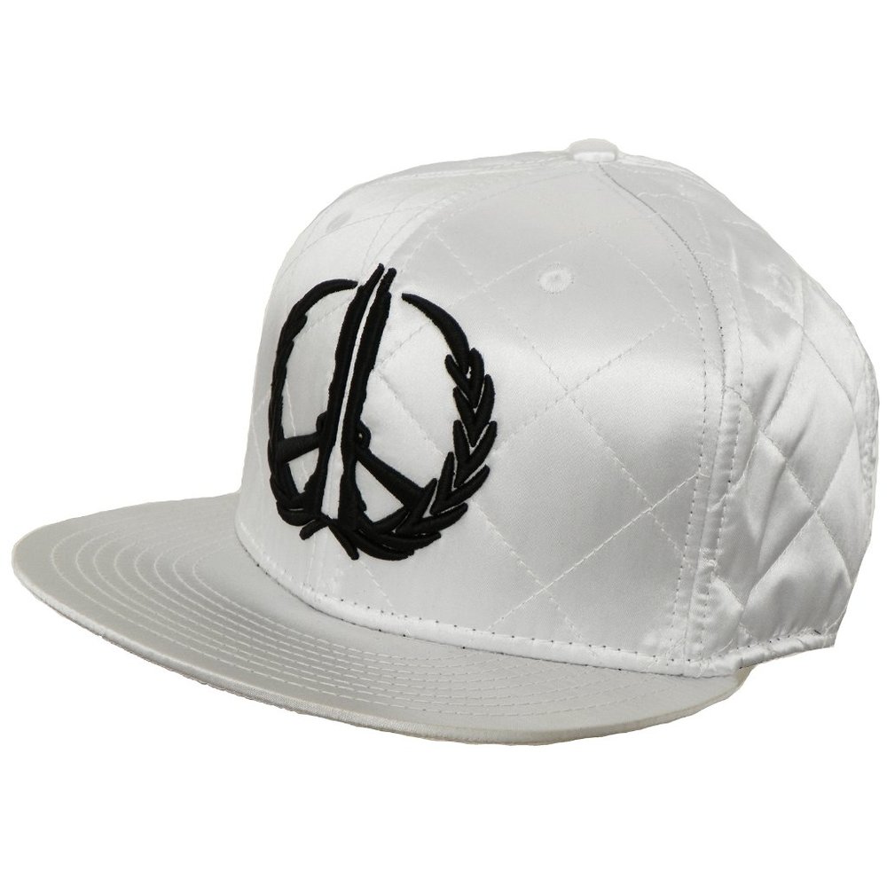 White Quilted Nylon Hippy Thug Peace Guns Hat